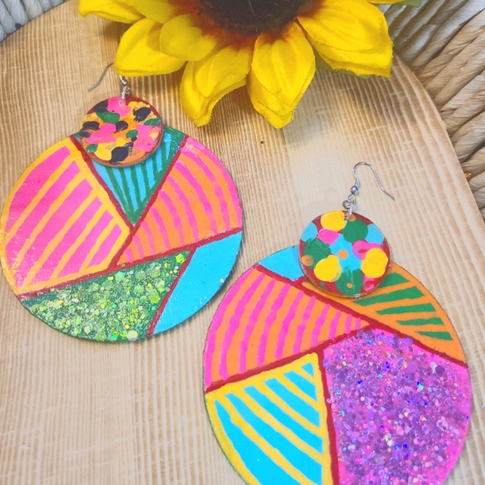 Handpainted Wood Earrings